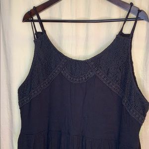 Black, Embroidered, Sleeveless Summer Dress